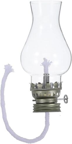 1 Set Kerosene Lamp Base with Glass Globe, Vintage Hurricane Oil Lamp Kit Includes Burner and Aluminum Alloy Dish, Mini Tabletop Lantern for Home Decor Camping Emergency, Silver in Kuwait