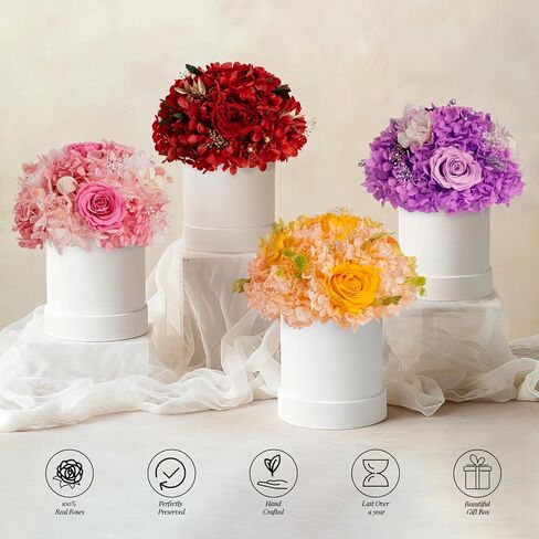 ROSEROSE Preserved Flowers for Delivery Prime,Forever Flowers Bouquet with Gift Box, Eternal Real flowers Gifts for Women,Christmas,Valentine's Day,Anniversary,Birthday for Her (Champagne) in Kuwait