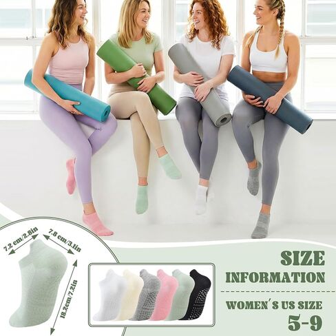 6 Pairs Pilates Socks with Grips for Women Non Slip Socks Yoga Sock for Barre Dance Hospital Workout in Kuwait