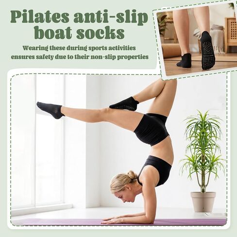 6 Pairs Pilates Socks with Grips for Women Non Slip Socks Yoga Sock for Barre Dance Hospital Workout in Kuwait