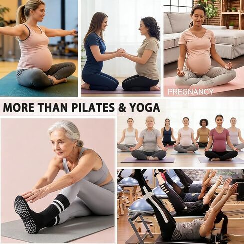 8 Pairs Grip Pilates Crew Socks for Women – Non Slip Yoga Barre Socks, Cotton Grippy Athletic Hospital Socks Size 5–9 in Saudi Arabia