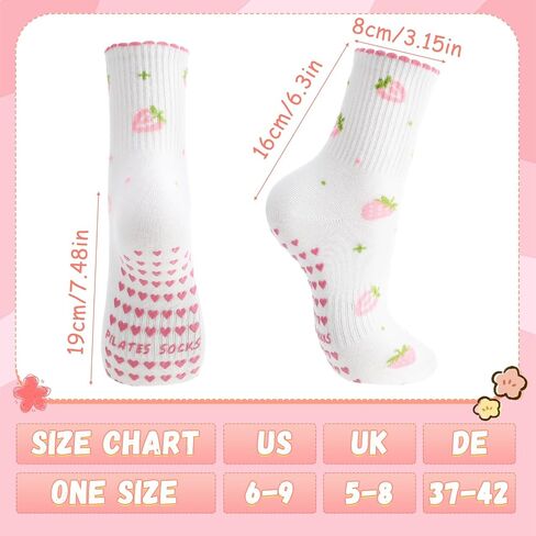6 Pairs Cute Pilates Socks for Women, Ruffle Grip Yoga Sock Non Slip Cotton Athletic Frilly Crew Socks Pilates Gift for Barre Football Workout in Kuwait
