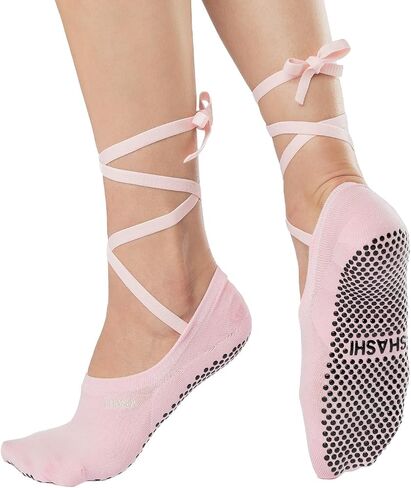 SHASHI Ballet Tie Grip Socks for Women – Velvet Ribbon Socks Ideal for Dancing, Yoga, Pilates, Barre and More in Kuwait