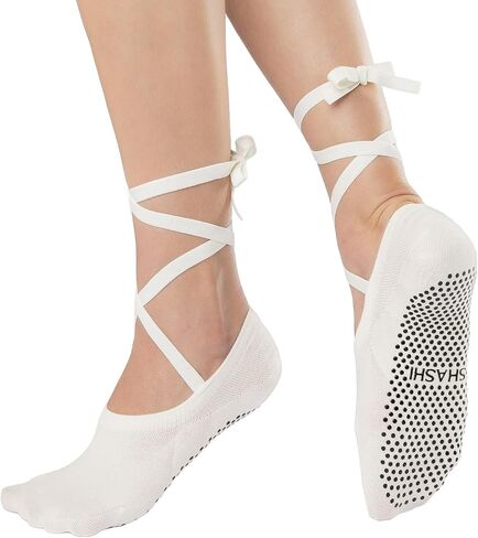 SHASHI Ballet Tie Grip Socks for Women – Velvet Ribbon Socks Ideal for Dancing, Yoga, Pilates, Barre and More in Kuwait