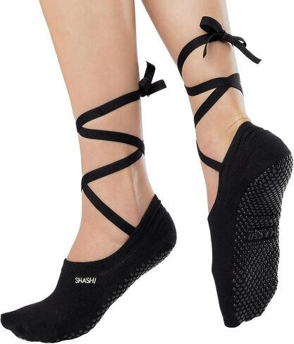 SHASHI Ballet Tie Grip Socks for Women – Velvet Ribbon Socks Ideal for Dancing, Yoga, Pilates, Barre and More in Kuwait