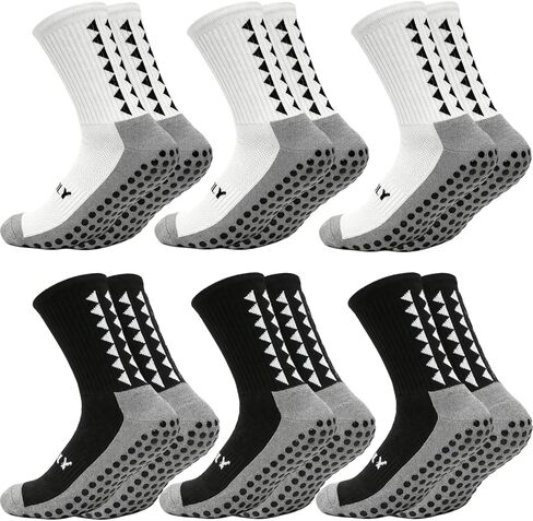KMOLY 4/6 Pairs Men's Grip Soccer Socks Non Slip Football Basketball Running Yoga Sports Athletic Socks for Men Women in Saudi Arabia