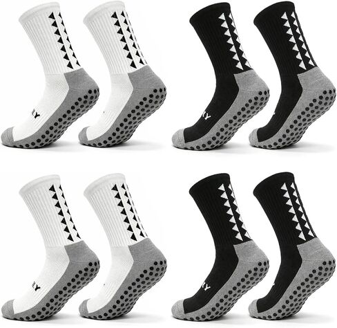KMOLY 4/6 Pairs Men's Grip Soccer Socks Non Slip Football Basketball Running Yoga Sports Athletic Socks for Men Women in Saudi Arabia