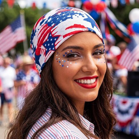 Bohend 4th of July Bandanas Beanie Independence Day Head Covering 250 Anniversary USA Hat Patriotic USA Flag Turbans Red White Blue Headwear in Kuwait