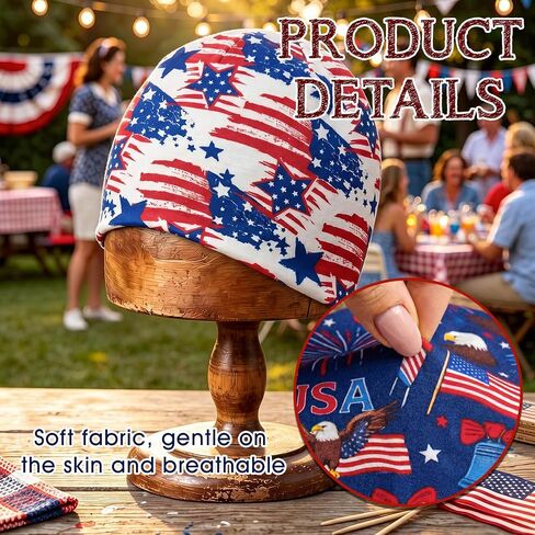 Bohend 4th of July Bandanas Beanie Independence Day Head Covering 250 Anniversary USA Hat Patriotic USA Flag Turbans Red White Blue Headwear in Kuwait