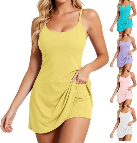Romper Dress with Shorts Underneath Women Summer Athletic Dress Plus Size with Built in Bra Workout Tennis Dresses in Saudi Arabia