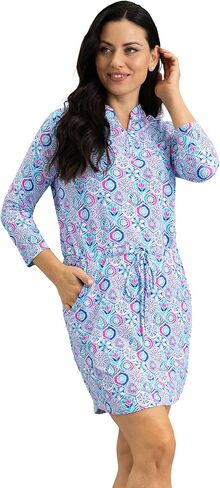 IBKUL UPF 50+ Sun Protection, Icefil Cooling, Moisture-Wicking Alexis 3/4 Sleeve Drawstring Dress in Kuwait