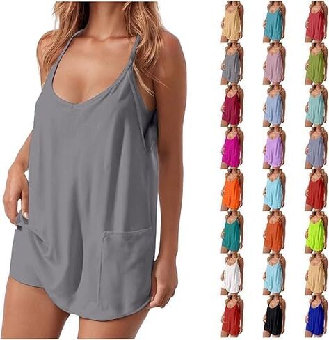 Athletic Dress Women Built in Shorts V Neck Spaghetti Straps Tennis Workout Rompers Sleeveless Casual Mini Sundress in Saudi Arabia