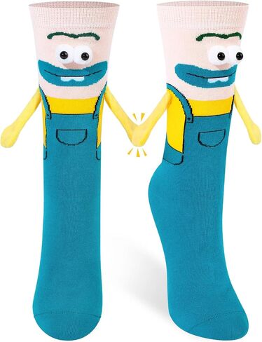 Funny Magnetic Hand Holding Socks for Women Men, Crazy Silly Crew Socks with 3D Eyes, Novelty White Elephant Gifts for Couple Adult Boys Girls Cotton Sock in Saudi Arabia