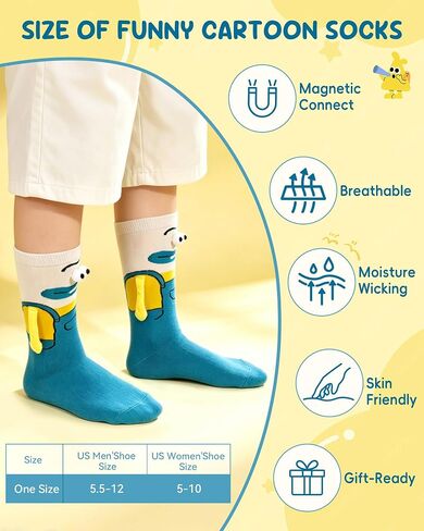 Funny Magnetic Hand Holding Socks for Women Men, Crazy Silly Crew Socks with 3D Eyes, Novelty White Elephant Gifts for Couple Adult Boys Girls Cotton Sock in Saudi Arabia