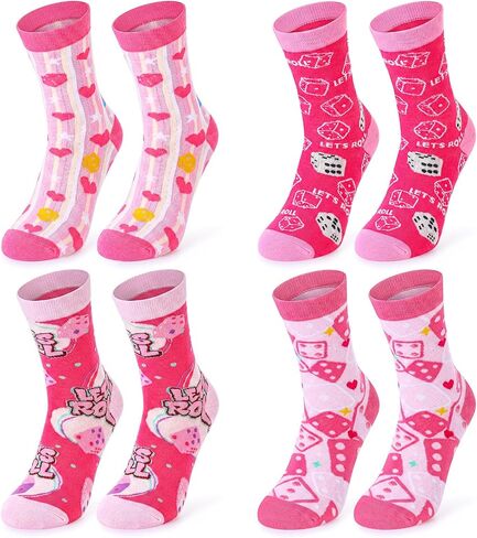 4 Pack Bingo Socks Bingo Game Gifts Novelty Crew Cotton Socks Prizes for Seniors Mom Grandma Dad (Short) in Kuwait