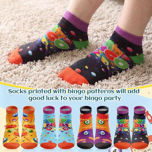 4 Pack Bingo Socks Bingo Game Gifts Novelty Crew Cotton Socks Prizes for Seniors Mom Grandma Dad (Short) in Kuwait