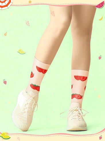 Fourluoo 15 Pairs Funny Fruit Socks Bulk Unisex Colorful Novelty Pattern Cotton Socks Strawberry Kiwi Lemon Avocado Watermelon Design for Women Men Fruit Party Holiday Gifts in Kuwait