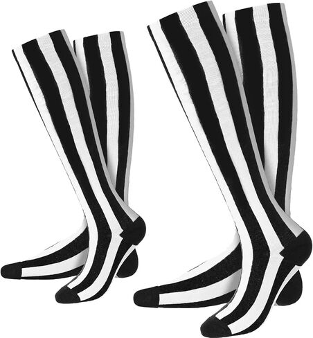 Jeyiour 2 Pairs Socks Striped Knee High Socks Factory Worker Halloween Costume Accessories in Kuwait