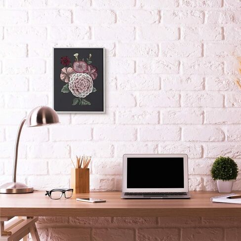 Stupell Industries Pink Flowers On Black Drawing, Design by The Saturday Evening Post Wall Art, 16 x 20, Grey Framed in Kuwait