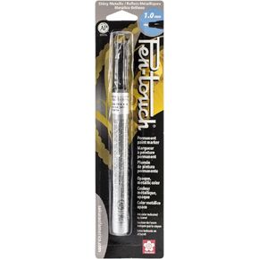 Sakura 41382 Blister Card Pentouch Metallic Ink Marker, Fine, Silver