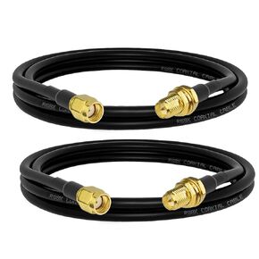 Superbat WiFi Antenna Extension Cable (2-Pack) RP-SMA Male to RP-SMA Female Bulkhead Mount RG8X Cable 10ft for WiFi Router Security Camera Wireless Network Card Adapter (Not for TV)