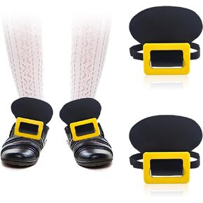Colonial Shoe Buckle Accessories Men's Pilgrim Costume Shoe Buckle Historical Gold Shoe Buckles Costume Accessory Novelties Adult Gold Buckle Costume Cosplay Accessories Metal Shoe Buckle with Elastic