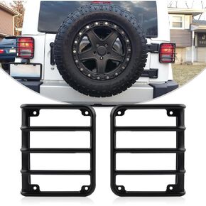 for Jeep Wrangler JK Tail Light Covers, Wrangler Rear Taillight Guard Metal JK Tail Light Protector Compatible with Jeep Wrangler JK & JKU 2007-2018, Black