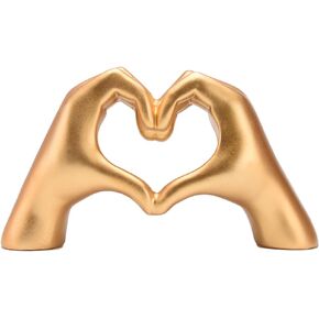 Resin Golden Hand Heart Shape Finger Hand Love Statue Home Desk Decor Modern Decoration for Wedding Bedroom Living Room Gift TQGJPT547