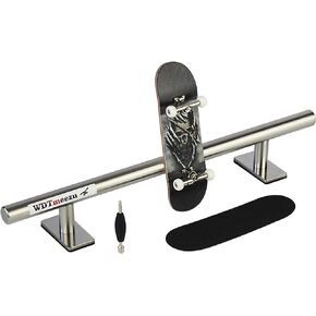WDTMEEZU 30mm Wood Bearing Wheel Fingerboard and 10" Long Metal Round Fingerboard Rail Combination Package (Carton's Attack)