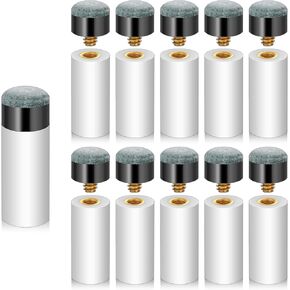 Giantree 10Sets Billiard Cues Tips Replacement with White Pool Cue Stick Ferrules, Screw On Pool Cue Tips Pool cue Tips Replacement kit （6 inches Long, 4 inches Wide, 0.5 inches high）