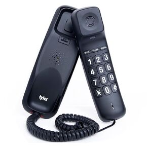 Tyler Landline Corded Phone - Big Button for Seniors - Loud Ringer for Hearing Impaired - Wall Mountable - LED Call Light Indicator - Volume Control - Power Outage Safe - Home Phone Black (TBBP6-B)