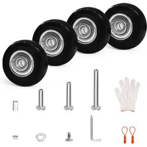 Luggage Wheels Replacement Kit 4PC PU Wheels with Bearing 3 Size Axles for Most Suitcase Trolley Bag Travel Box 1.8in/45mm