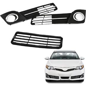 3-Pack Front Bumper Fog Light Cover Grilles Fog Lamp Cover Bezel Set Replacement for 2012-2014 Camry SE