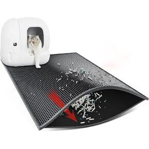 Cat Litter Mat, 30" X 24" Litter Trapping Mat, Double Layer Honeycomb Litter Box Mat, Urine & Waterproof Kitty Litter Mat, Scatter Control Easy Clean (Black)