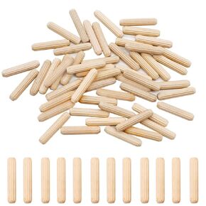 smseace 100PCS Straight Groove Wooden Pins with Tapered End with Bevel Angle,5/16inch x 1-1/2inch(8mm x 40mm) Wooden Pins, Used for Crafts, Furniture, DIY Manual