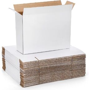 Peohud 30 Pack Shipping Boxes, 12 x 9 x 4 Inches White Cardboard Corrugated Boxes, Mailing Boxes for Small Business Packing Moving and Storage