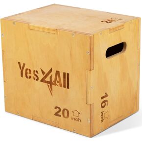 Yes4All 3 in 1 Wooden Plyo Box, Plyometric Box for Home Gym and Outdoor Workouts - 24x20x16"