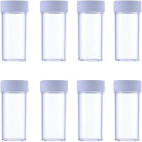 12PCS 25ML Plastic Test Tubes with Screw Caps Sample Bottles Refillable Transparent Small Bottle Vials Seal Cap for Scientific Experiments Party Powders Spices Beads Candy Storage Containers
