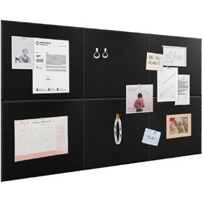 Large Cork Board Alternative - 36"x24" - Set of 6 Felt Wall Tiles with Secure Removable Adhesive Tabs, Enhancing Wall Protection, Noise Reduction, and Office Cork Bulletin Functionality (Baby Blue)