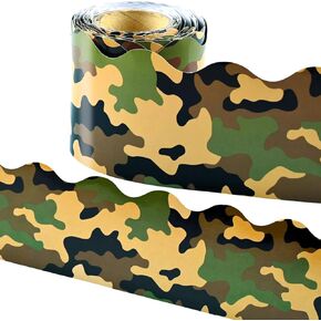 99 Feet Camo Bulletin Board Borders, Green Black Brown Camouflage Bulletin Board Border for School Classroom Office for Birthday Retirement Camping Themed Party Decoration,3 Rolls