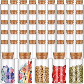 50 Pcs Plastic Potion Bottles with Cork Mini Sand Art Bottles Wishing Vial Valentine Love Message Bottles Gift for Wedding Birthday Party Decoration DIY Crafts