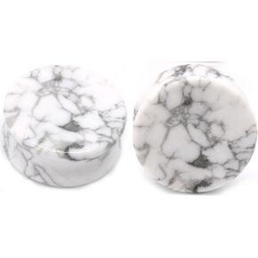 soscene White Howlite Organic Stone Ear Plugs Gauges Sold in Pairs