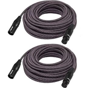 XLR Cables Braided 1ft 2 Pack -Premium Short Anti-tangling 3-Pin XLR Male to Female Patch Cables for Microphone DJ