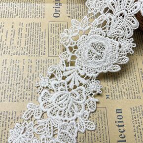 10CM Width Europe Dazzle Pattern Inelastic Embroidery Lace Trim,Curtain Tablecloth Slipcover Bridal DIY Clothing/Accessories.(2 Yards in one Package) (Black)