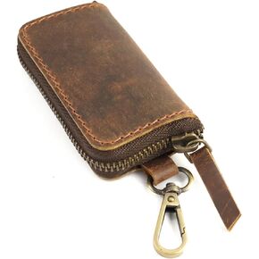 Car Key Holder Zippered & Coin Purse for Belt Loop Handmade from Full Grain Leather, Key chain Money Purse Earphone Holder