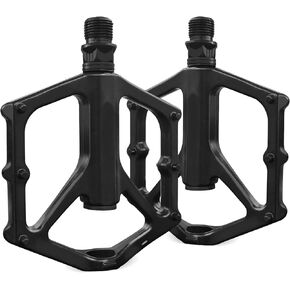 RainFlowwer 14mm Non-Slip Lightweight Aluminum Alloy Bicycle Pedals,Road/MTB Flat Pedals,Mountain Bike Pedals,Fits 9/16" Road Mountain BMX MTB Bike Pedal(Black)