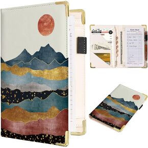 Server Books for Waitress with Zipper Pocket,Abstract Mountain Leather Server Book,Waitress Book,Cash Check Bill Receipt Holder Presenter,Guest Book Note Pad Waiter Accessories Fit Server Apron