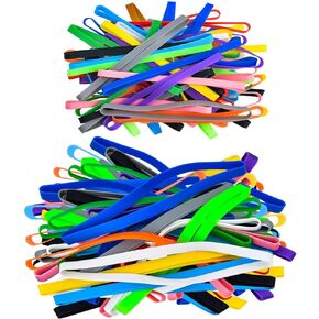 Coopay 48 Pieces Silicone Rubber Bands Colorful Elastic Bands Elastic Rubber Wrapping Bands for Books, Art, Exercise, Crab Traps, Cooking, Wrapping, Heat, Cold, UV, Chemical Resistant (8 and 5.5 inch)