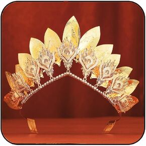 CAKURE Gold Crown Mary Goddess Headband Leaf Halo Crowns Queen Headpiece Party Bridal Headdress Cosplay Halloween Costume Headwear