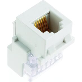 Legrand - OnQ RJ45 Telephone Keystone Jack, Male to Female Data Keystone Jack with Rear Mount Snap-In Keystone Design, Universal Keystone Connector, Light Almond, 5 Pack, F3450LAV5